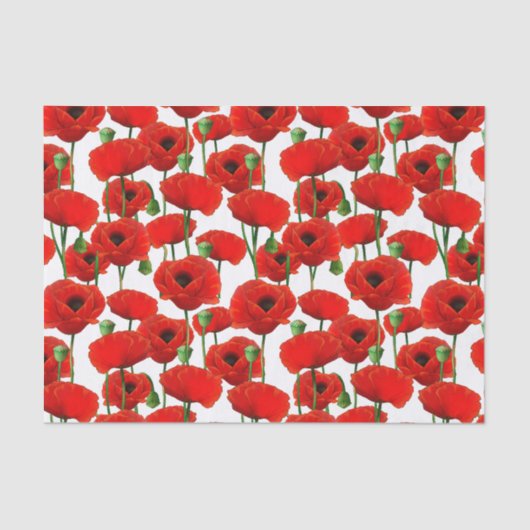 Red Poppies Floral Pattern Tissuepapier (Voorkant)