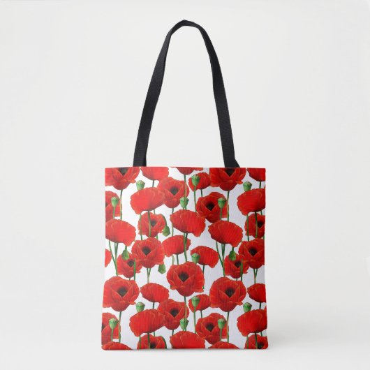 Red Poppies Floral Pattern Tote Bag (Voorkant)