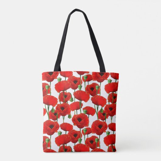 Red Poppies Floral Pattern Tote Bag (Achterkant)