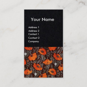 RED POPPIES Floral Ruby Monogram White Paper Visitekaartje