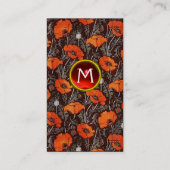 RED POPPIES Floral Ruby Monogram White Paper Visitekaartje (Achterkant)