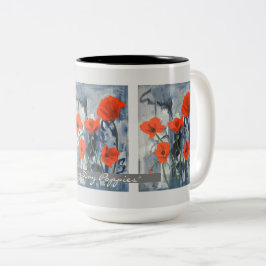 Red Poppies Flower Art Gepersonaliseerd Tweekleurige Koffiemok