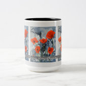 Red Poppies Flower Art Gepersonaliseerd Tweekleurige Koffiemok (Center)