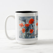 Red Poppies Flower Art Gepersonaliseerd Tweekleurige Koffiemok (Links)