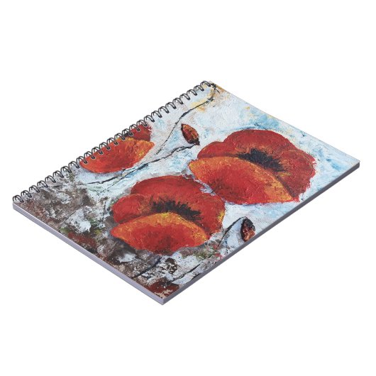 Red Poppies flower poppy whimsical notepad journal Notitieboek (Linkerzijde)