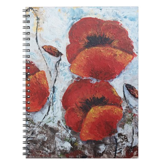 Red Poppies flower poppy whimsical notepad journal Notitieboek (Voorkant)