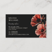 Red Poppies Flowers Black Visitekaartje (Achterkant)