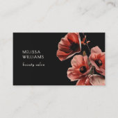 Red Poppies Flowers Black Visitekaartje (Voorkant)