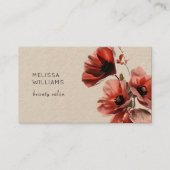 Red Poppies Flowers Kraft Paper Visitekaartje (Voorkant)