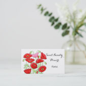 Red Poppies Flowers Modern Simple Custom Florist Visitekaartje (Staand voorkant)
