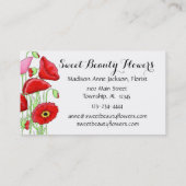 Red Poppies Flowers Modern Simple Custom Florist Visitekaartje (Achterkant)