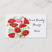 Red Poppies Flowers Modern Simple Custom Florist Visitekaartje (Voorkant)