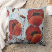 Red Poppies Flowers Pillow Home Decor Kussen (Deken)