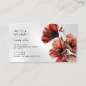 Red Poppies Flowers Silver Visitekaartje (Achterkant)