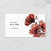 Red Poppies Flowers White Visitekaartje (Voorkant)
