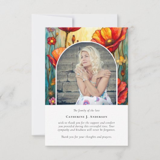 Red Poppies Foto Sympathy Begrafenismonument Bedankkaart (Voorkant)