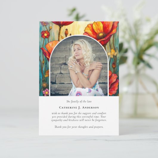 Red Poppies Foto Sympathy Begrafenismonument Bedankkaart (Staand voorkant)