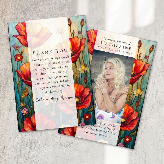 Red Poppies Foto Sympathy Begrafenismonument Bedankkaart
