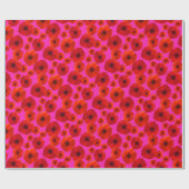 Red Poppies Hot Pink gepatterde dag Cadeaupapier (Vlak)