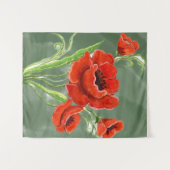 Red Poppies Illustratie Wandkleed (Voorkant (horizontaal))
