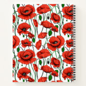 Red Poppies in een veld op White Journal Notitieboek (Achterkant)