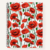 Red Poppies in een veld op White Journal Notitieboek (Voorkant)