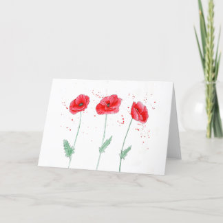 Red Poppies in Watercolors Bedankkaart