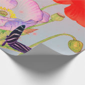 RED POPPIES JAPANESE COLLAGE Wrapping Paper Cadeaupapier (Hoek)
