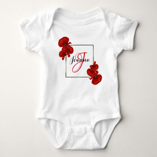 Red Poppies Lijst op maat Romper (Voorkant)