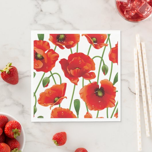 Red Poppies Luncheon Papieren servetten (Insitu)
