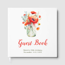 Red Poppies Mason Jar Birthday Party Gastenboek