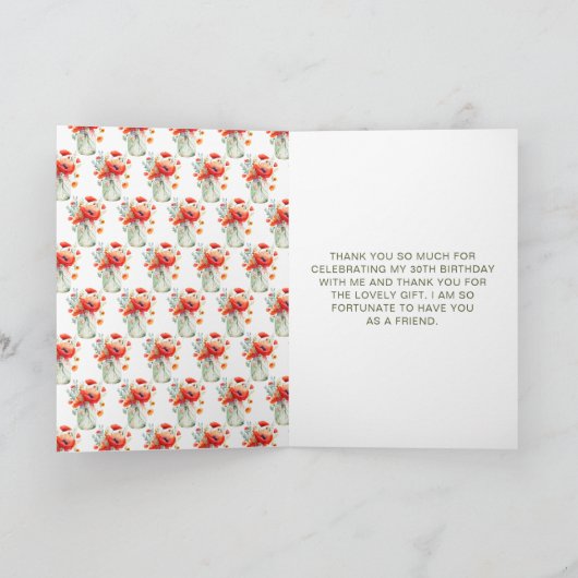 Red Poppies Mason Jar Verjaardag Bedankkaart (Binnen)