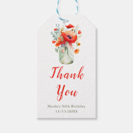 Red Poppies Mason Jar Verjaardag Cadeaulabel