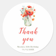 Red Poppies Mason Jar Verjaardag