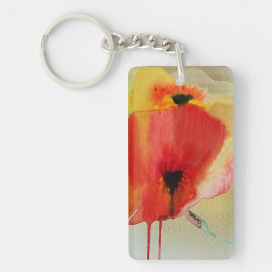 Red Poppies Modern florale kunst Sleutelhanger (Voorkant)