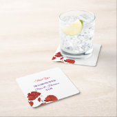 Red Poppies Modern Wedding Kartonnen Onderzetters (Insitu)