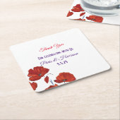 Red Poppies Modern Wedding Kartonnen Onderzetters (Schuin)