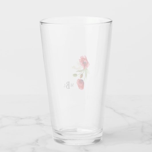 Red Poppies Monogram Weddenschap Glas (Achterkant)