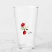 Red Poppies Monogram Weddenschap Glas (Voorkant)