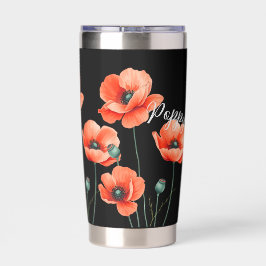 Red Poppies Naam Floral Thermal Wine Tumbler Geïsoleerde Drinkbeker