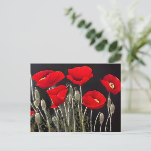 Red Poppies Natuur Art Briefkaart (Staand voorkant)