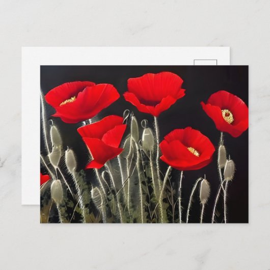 Red Poppies Natuur Art Briefkaart (Voorkant / Achterkant)