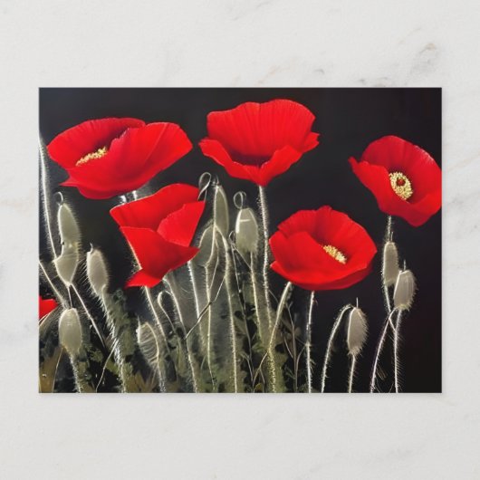 Red Poppies Natuur Art Briefkaart (Voorkant)