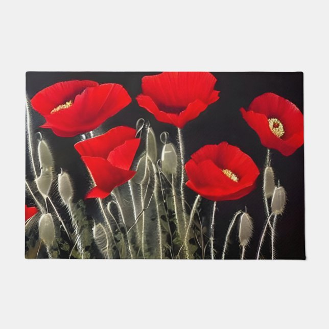 Red Poppies Natuur Art Deurmat (Voorkant)