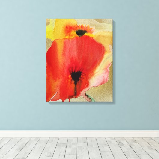 Red Poppies original Art Canvas Afdruk (Insitu (Houten vloer))