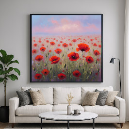 Red Poppies - Painterly Style Bloemenkunst Poster