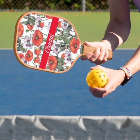 Red Poppies Patroon op maat Pickleball Paddle (Insitu)