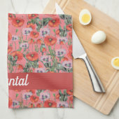 Red Poppies Pattern Persoonlijke keukenhanddoeken (Quarter Fold)