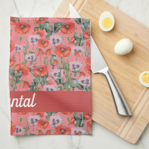 Red Poppies Pattern Persoonlijke keukenhanddoeken