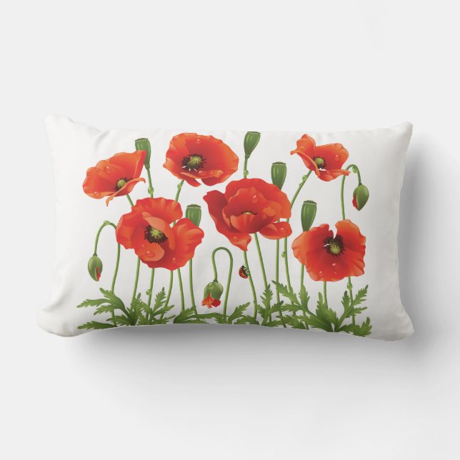 Red Poppies Pillow Oekraïens ontwerp Kussen (Voorkant)